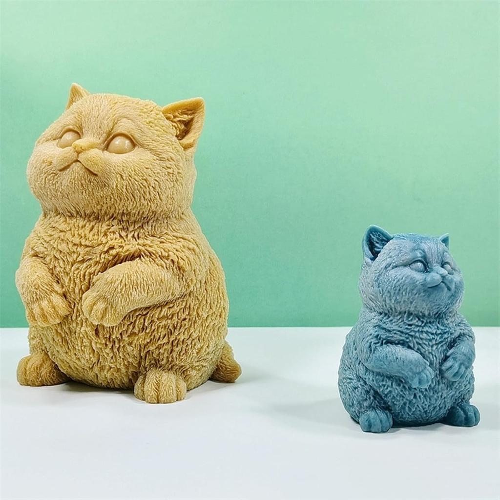 Fat Cat Candle Mold Animal Epoxy Resin Mold 3D Cat Silicone Mold for Fondant, Soy Wax Candle, Soap, Plaster, Epoxy Resin Casting, DIY Crafts (S)