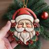 Cartoon Santa Claus Christmas Pendant Acrylic 2D Flat Christmas Tree Hanging Decor Santa Claus Xmas Snowflake Decorations