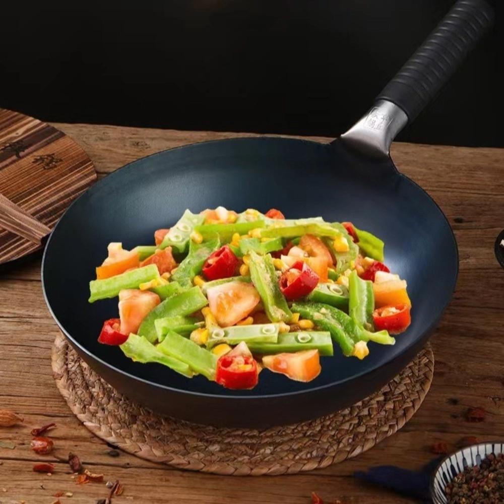 32/34/36cm Cast Iron Wok Non Stick Kitchen Tools Durable Cookware Cooking Pot  Gas Induction Cooker