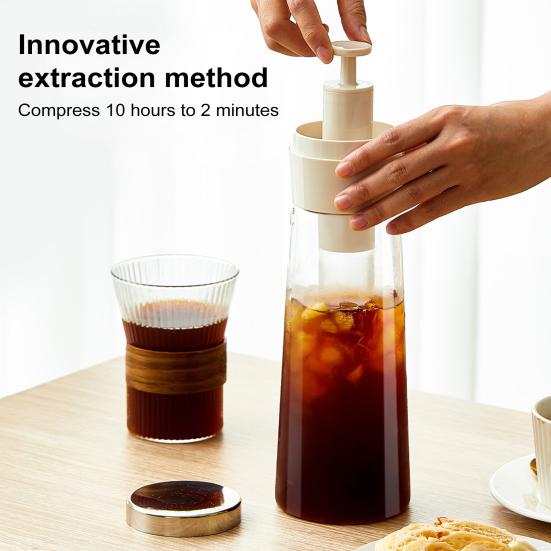 750ML Konvice na kávu Cold Brew 2minutová konvice na Cold Brew s filtrem z nerezové oceli pro domácí použití Konvice na ledovou kávu/čaj
