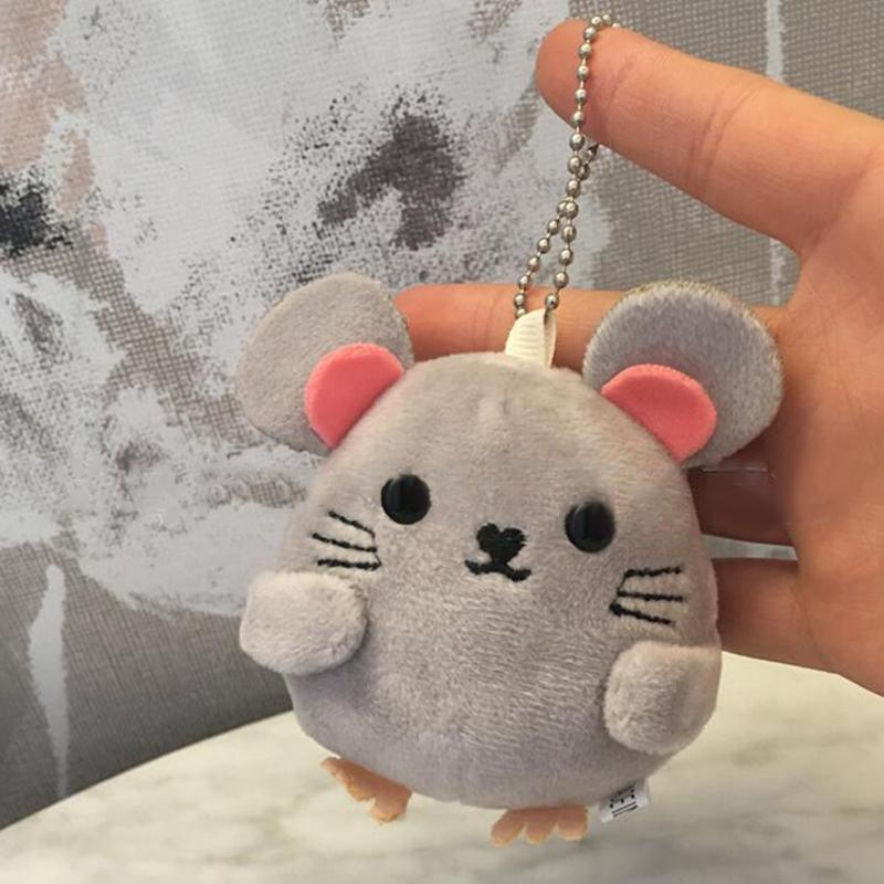 1 Piece 8Cm Grey Mouse Plush Toy Stuffed Animal Bag Key Pendant Key Chain Girl Wedding Gift Doll