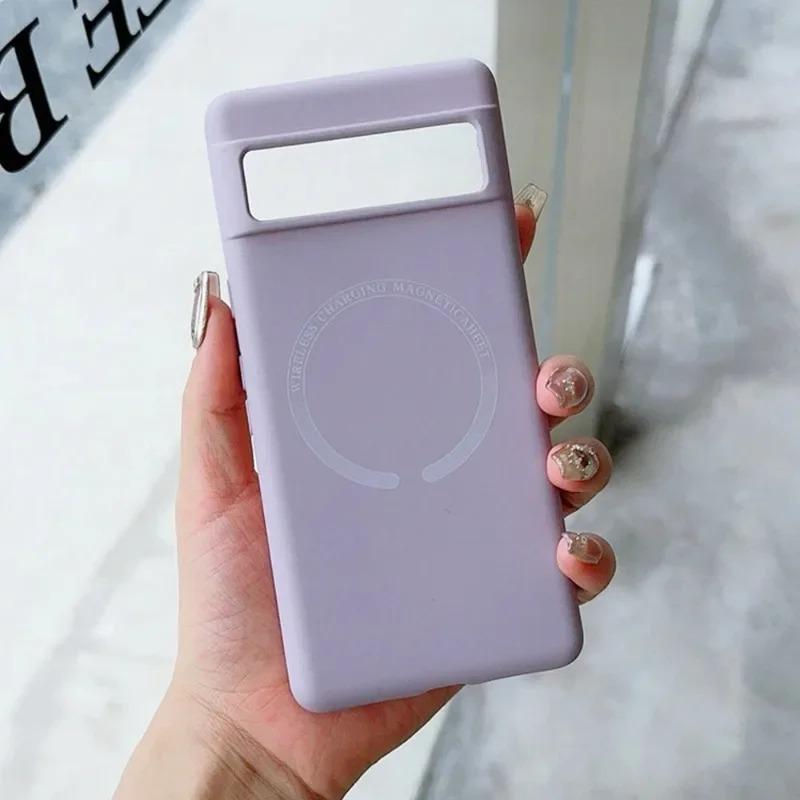 Magnetic Liquid Silicone Phone Case For Google Pixel 9 Pro XL 8 8A 7A Pro 6A 5A Matte Shockproof Cover For Google Pixel 8 7 Pro