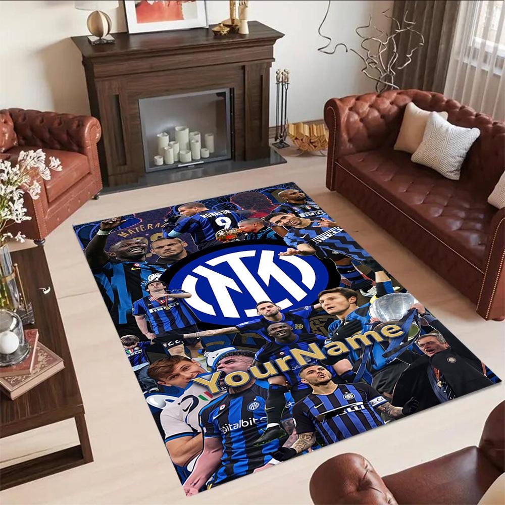 Inter Milan Personalized Text Floor Mat Design for Kitchen Bedrooms Dining Room Dormitory Antislip Carpet Decorate Offices Spiritual Gift