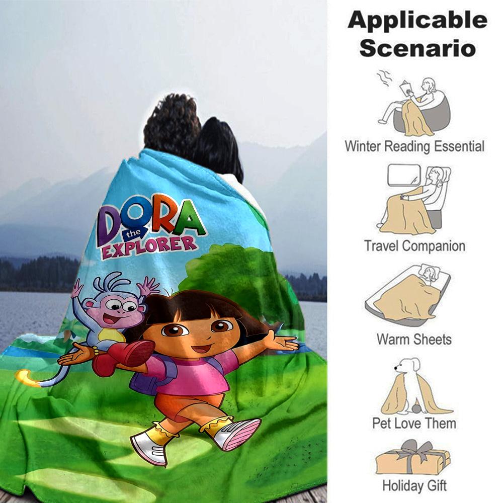 Dora'S Adventure Nature Flannel Blanket Super Soft Warm Cozy Blanket For Sofa Bed Office Travel Allseason Home Decor Gift