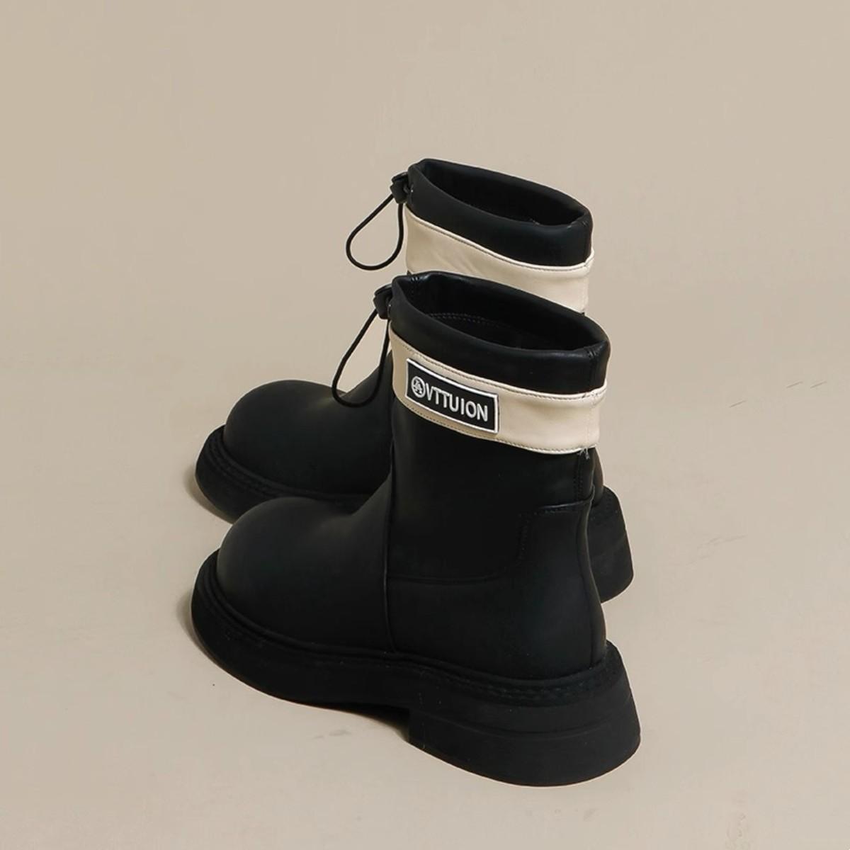 

Сапоги на толстой подошве, женские осенние ароматные простые сапоги с короткими трубками на шнурке, тонкие сапоги