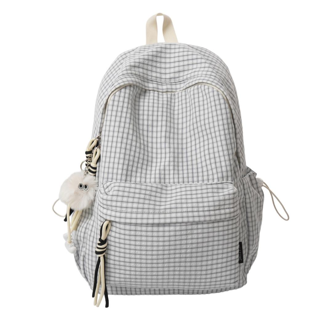 Schultasche Damen Koreanisch Kariert Einfach Kariert Rucksack High-School-Schüler Große Kapazität Freizeit Reise Rucksack