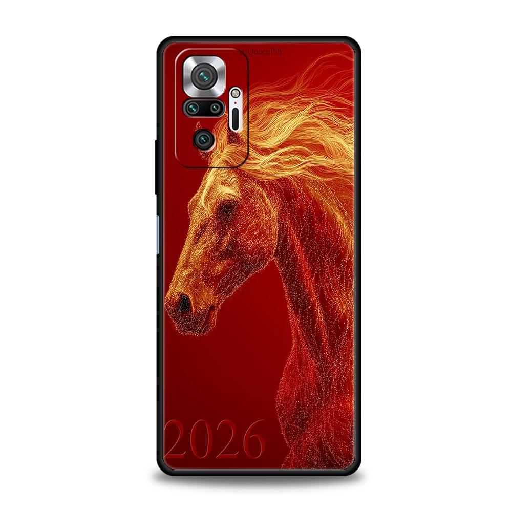 Phone Case Cover for Redmi 14C 10C Note 15 14 13 12 10 11 Pro Plus K40 Soft TPU Shockproof Fundas Shell Cartoon New Year Horse