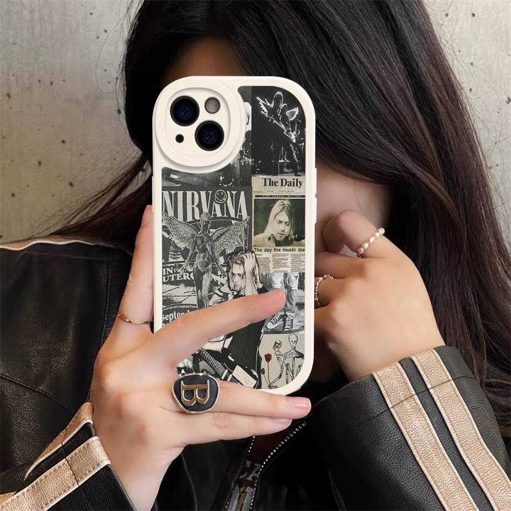 

Кожаный чехол для телефона Rock Classic N-Nirvana Band для iPhone 16 15 14 13 12 11 Pro Max Plus iPhone 15 pro