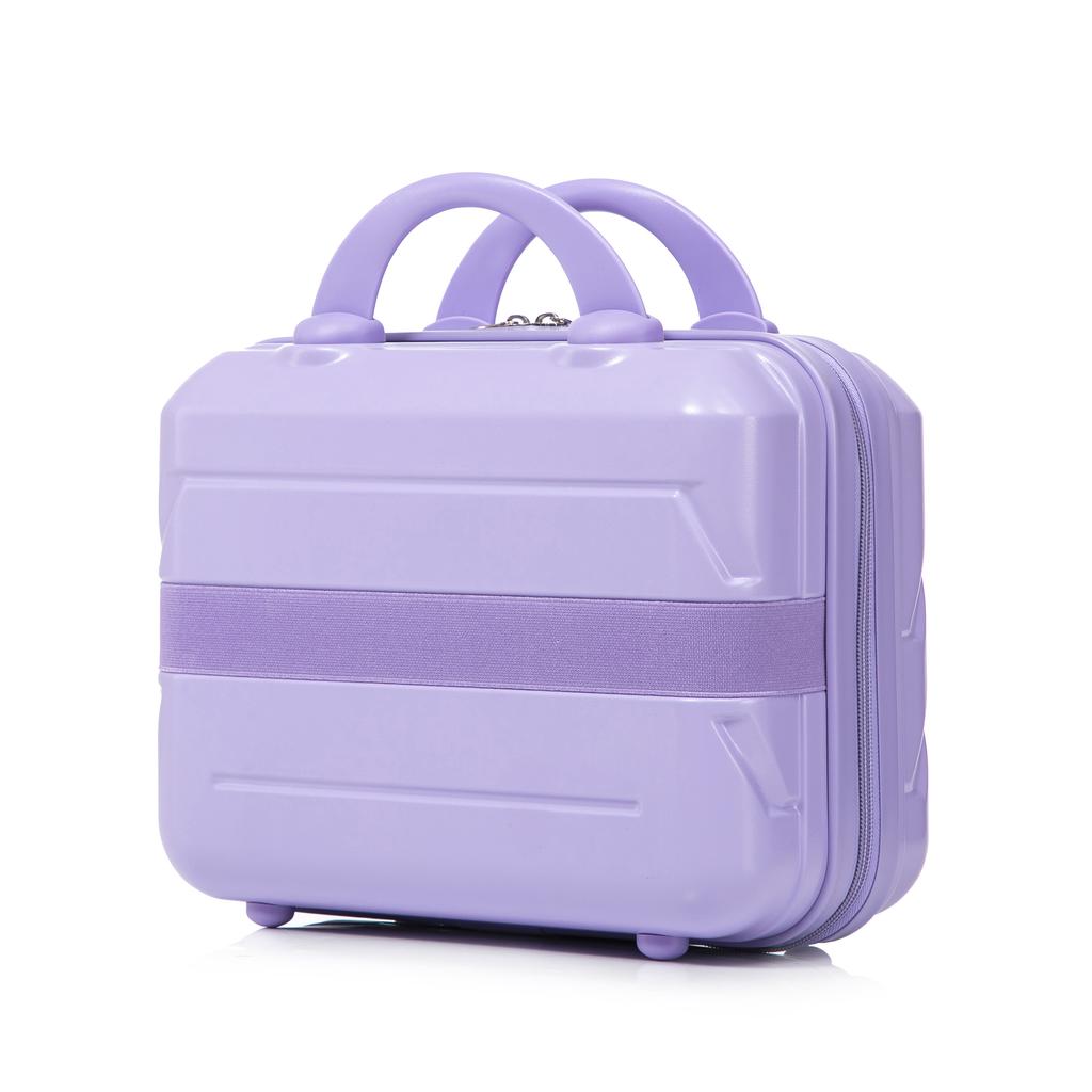14"/19"/24"/28" 4-Piece ABS Spinner Luggage Set – Large & Medium Sizes – Integrated Combination Lock & 14" Cosmetic Bag (Blue + Purple)