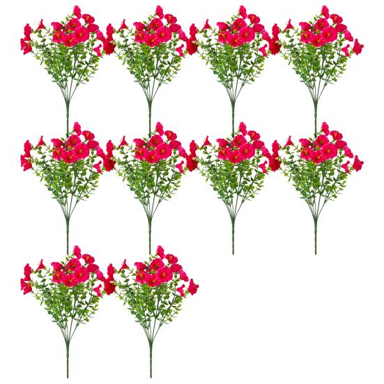 Faux Petunia Flowers Bunch Outdoor Artificial Flowers Realistic UV Resistant Fake Flowers for Porch Patio Window Box Hanging Basket