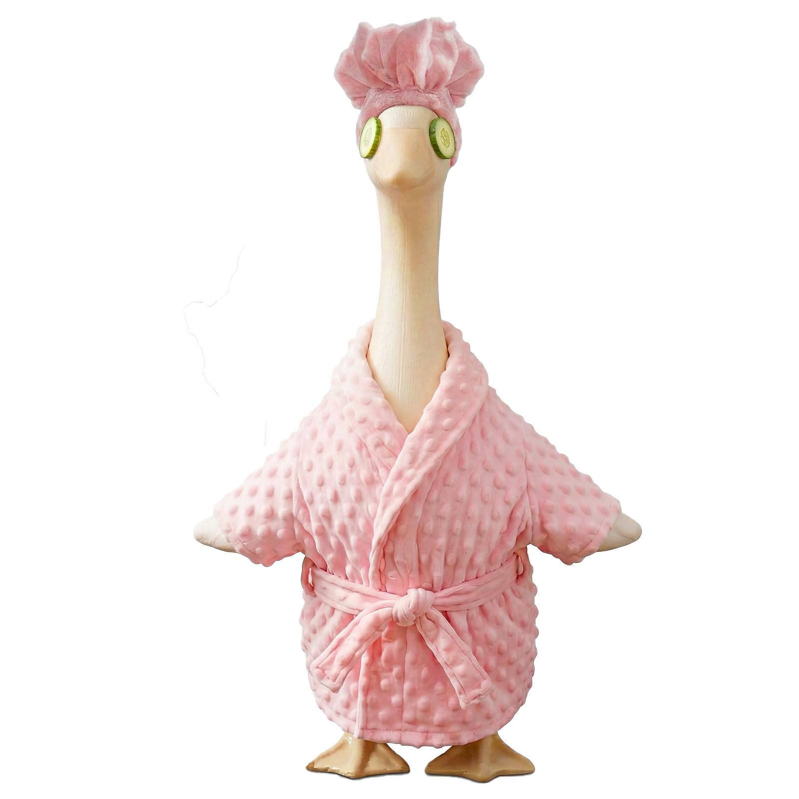 

Plush Doll with Bathrobe and Headband Soft Stuffed Animal Decorative Figure for Home or Office Display One Size