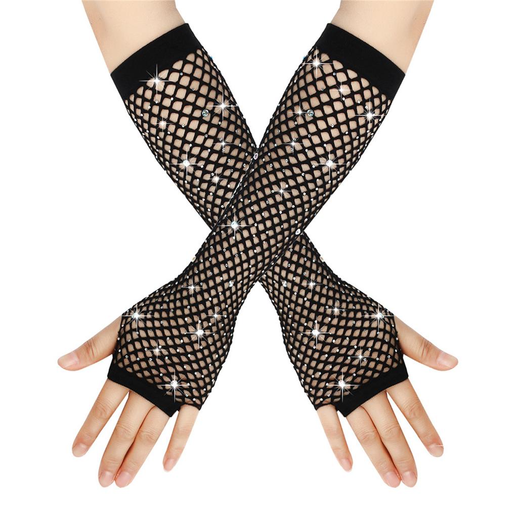 Fishnet Gloves Nightclub Dancing Gloves Party Accessory Half Finger Fishnet Gloves Hollow Wrist Gloves