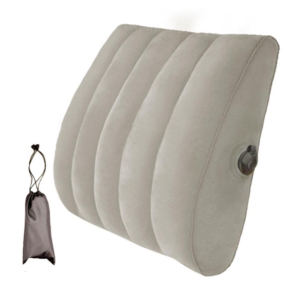 PVC Flocking Inflatable Lumbar Support Pillow Lightweight Adjustable Chair Back Pillow  Travel Use