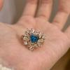 Exquisite Shiny Ring Light Luxury Fresh Unique High-end Blue Gemstone Heart-shaped Rings for Women Retro Feeling Wedding Jewelry