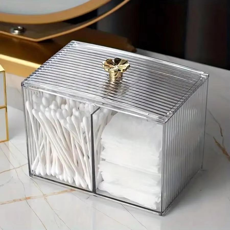 Clear Cosmetic Cotton Pad Storage Container, Multifunctional Desktop Organizer, Perfect for Storing Skincare Tools & Daily Cosme