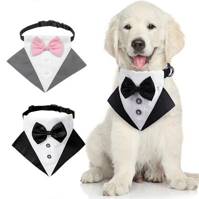 Guler bandană de nuntă pentru smoking pentru animale de companie cu papion, cravată reglabilă pentru câine, guler pentru cățel și pisicuță Accesorii pentru animale