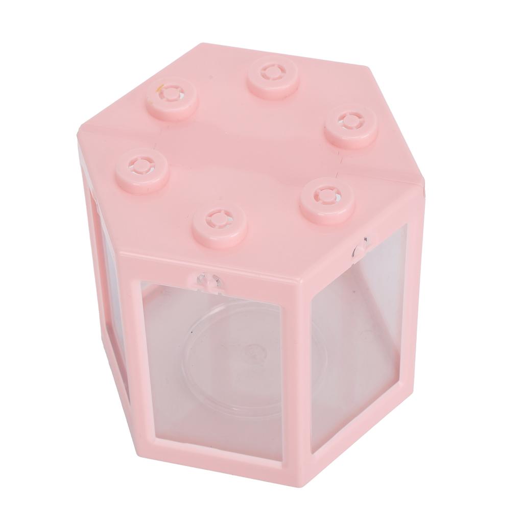 Small Hex Shape Fish Tank Desktop Plastic Fish Aquarium Decoration for Office/HomePink