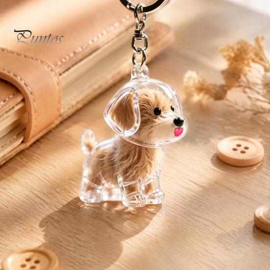 Memory Keepsake for Pet Fur Hair Keychain, Portable Transparent Memorial Pendant, Puppy Shaped Storage Pendant DIY Meaningful Lovers Decorative Charm