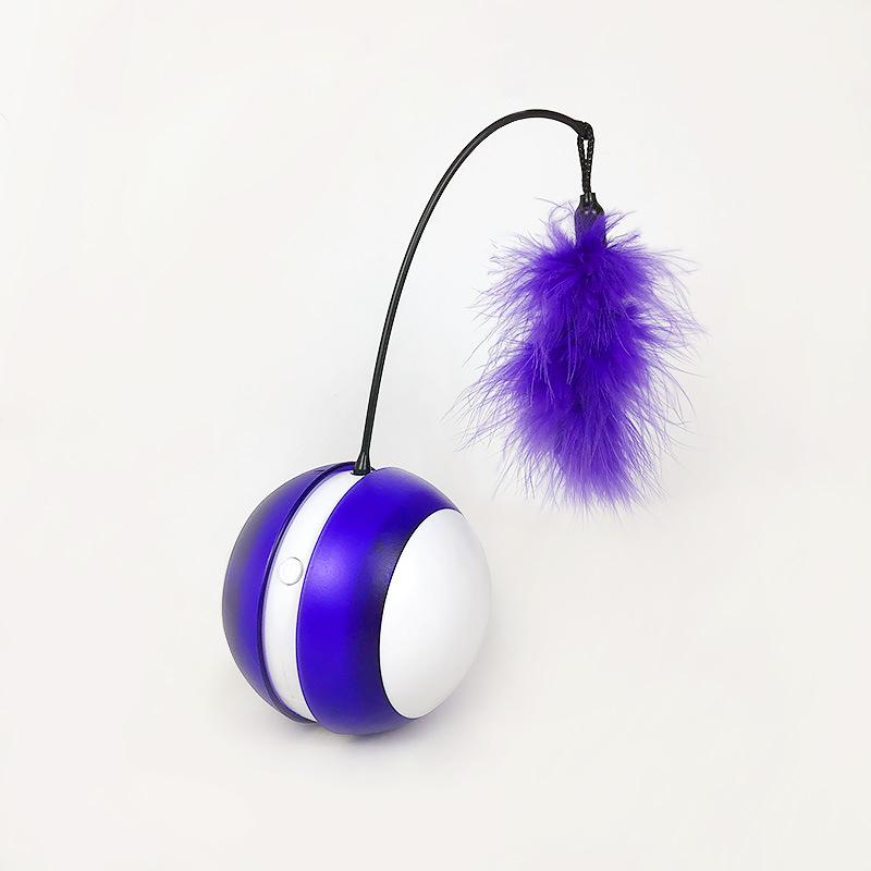 

Pet Tumbler Cat Toy Electric Cat Drunk Stick Feather Boom Вращающийся спортивный мяч Интеллектуальный автоматический мяч для дразнения кошек 16*9cm