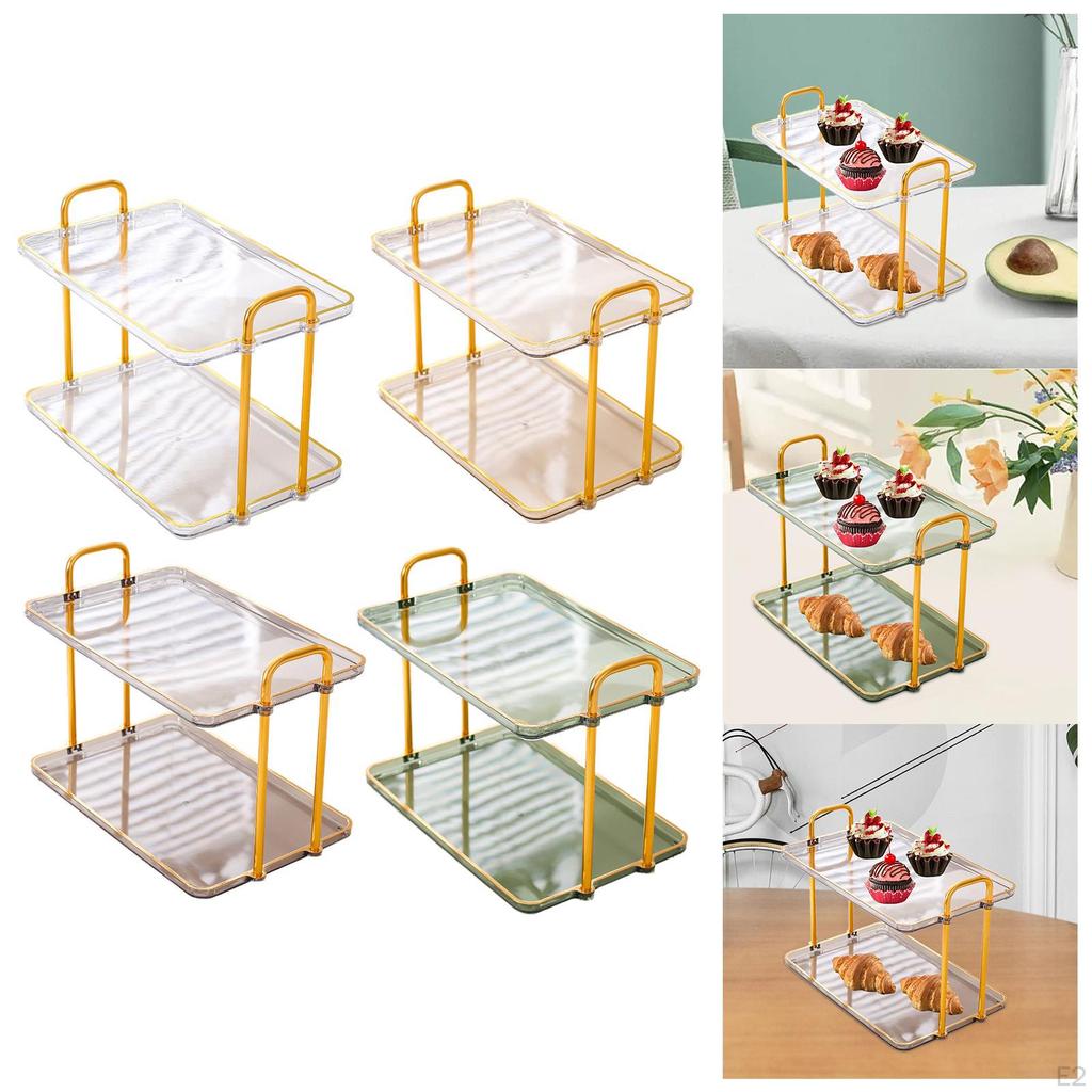 2 Layer Bathroom Counter Organizer Multifunctional Stand Light Luxury Display Shelf Sturdy Tray
