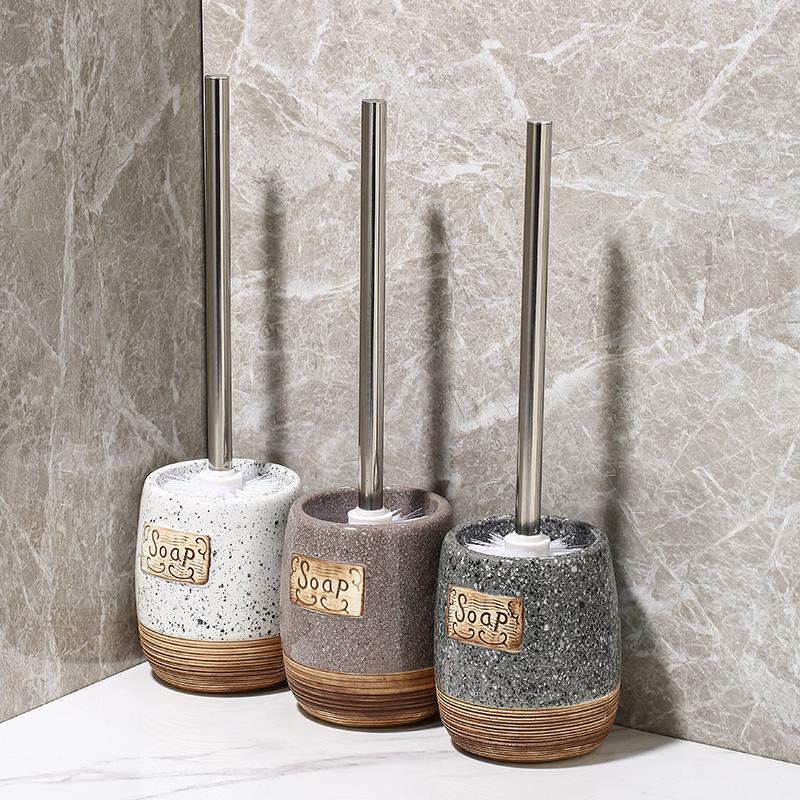 Szczotka toaletowa z długim uchwytem i ceramicznym pojemnikiem, odczepiane miękkie włosie do głębokiego czyszczenia