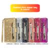 Reißverschluss Glitzer Leder Hülle für iPhone 17 Air 16 16E 15 14 13 12 11 Pro Max XS Max XR 8 7 Plus SE Flip Bling Geldbörse Handyhülle
