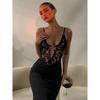 2026 Fashion Suspender Long Dress Sexy Lace Splicing Steel Rim Slim Hip Wrap Dress