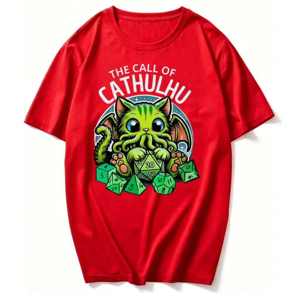 Funny Cat Shirt CALL OF CATHULHU Cthulhu Tshirt Cathullu Geeky Cryptid Mindflayer Lovecraft Cat Kitten Playing Ttrpg Dice G