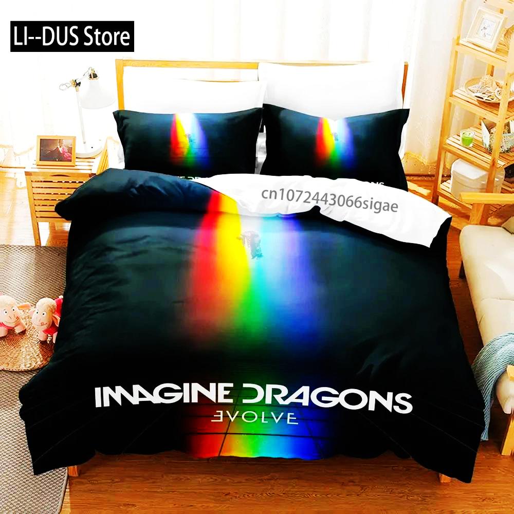 2024 Imagine Dragons Single Double 3D Printed Bedding Set For Boys Bedroom Queen King Size Quilt Cover Pillowcase