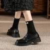Sheepskin~~ Soft-soled loafers for women's British style 2025 spring and autumn models thick-heeled single shoes thick-soled one-pedal jk small leath