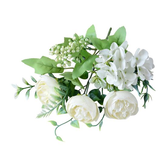 Artificial Peony Flower Bouquet Faux Silk Flower with Hydrangeas And Eucalyptus Leaves for Vase Floral Arrangements Table Centerpiece Wedding Party