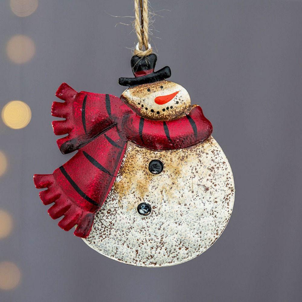 Vintage Christmas Snowman Pendant 2D Snowman Doll Pendant Santa Claus Hanging Ornaments  New Year