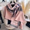 Luxury Women's Thick Faux Cashmere Scarf - Winter Warm Vintage Plaid & Warhorse Print Soft Shawl for Travel & Daily Wear