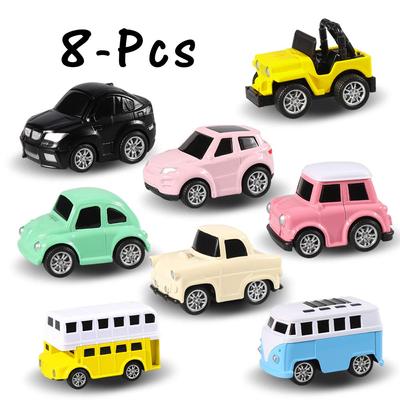 Sada 8 kusů autíček, mikrostrojů, mini autíček odlévaných pod tlakem, sada autíček z lehkých slitin Dárky pro batolata Chlapci Dívky, věk 2 3 4 +
