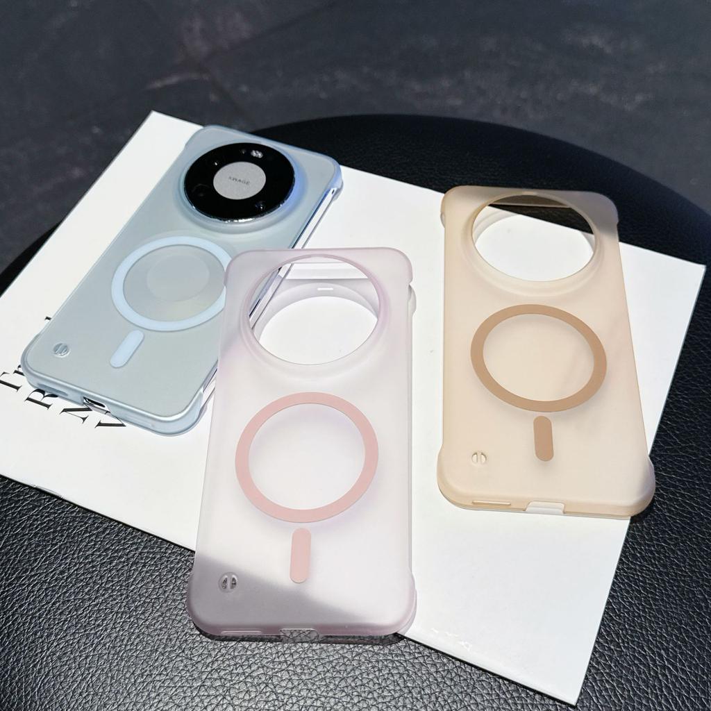 Applicable to Huawei Mate80Pro mobile phone case borderless ice mist matte magnetic suction Pura70 + ultra-thin large hole hard case