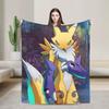Anime Renamon Cozy Blankets For Sofa Home  Novelty Bedding Throws Winter Travel Car Flannel Bedspread