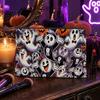 Durable Zipper Bag Halloween Storage Bag, with Colorful Cartoon Ghost Print, Canvas Trendy Makeup Large Capacity Lightweight Travel Toiletry Thick
