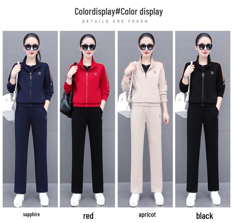 Woodpecker Casual Sportswear Three-Piece Autumn 2025 Fashionable Cardigan Set for Middle-Aged Women