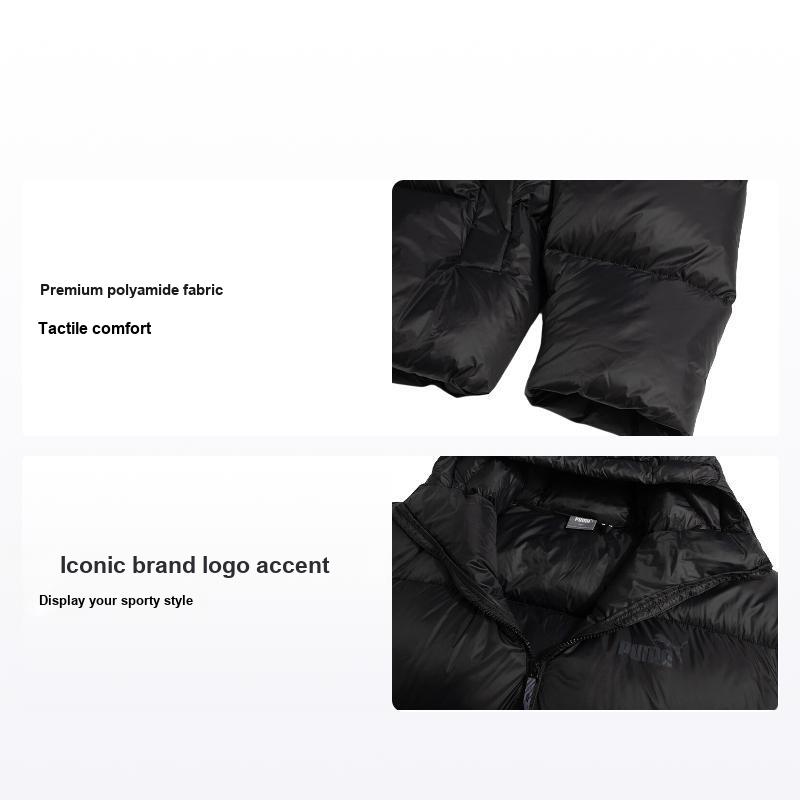 Puma Solid Zip-Up Hooded Down Jacket Men Outerwear Black 678334-01