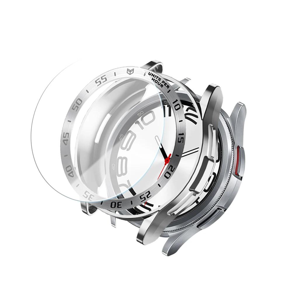 Tempered Glass+Bezel+Case for Samsung Watch 6 Classic 43mm 47mm Cover TPU Bumper All-Around Protector Clear Scratch Screen Shell
