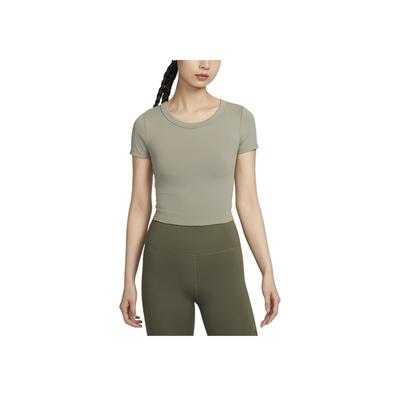 Round Neck Solid Color Moisture Wicking Comfortable Short Sleeve Cropped Top Women Tops Light-Army FN2805-320