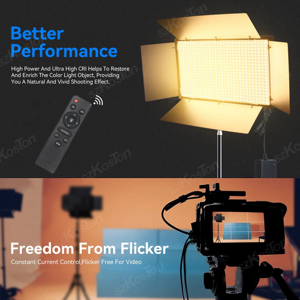 Lumină video LED U800+ RGB Lampă de studio foto în aer liber Bicolor 3200K-6500k Dimmerabilă cu trepied Stand Telecomandă pentru înregistrare video