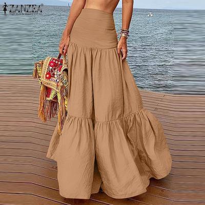 Damen Urlaub Hohe Taille Lockere Beiläufige Lange Röcke