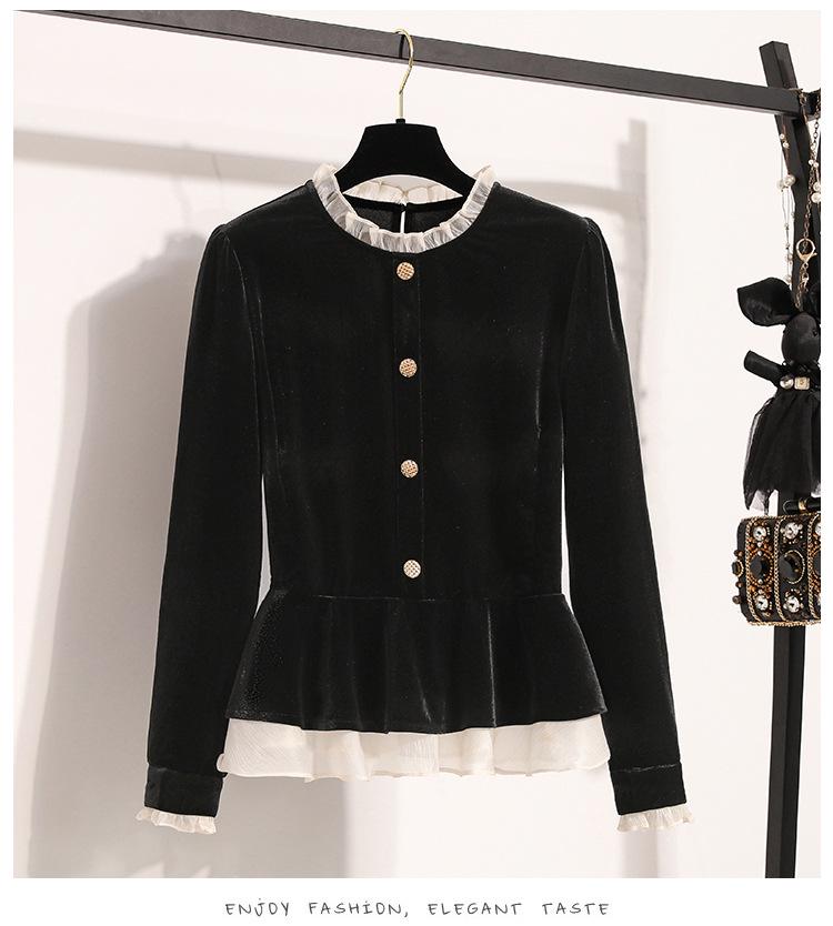 Plus Size Women's Autumn & Winter High-End Loose Top with Black Skirt Two-Piece Set