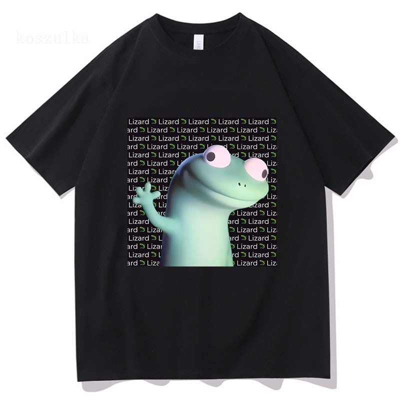 Fashion Lizard Meme Graphic T-shirts Summer Men's Women Clothing Casual Oversized Short Sleeve T Shirts Aesthetic Cotton T-shirt