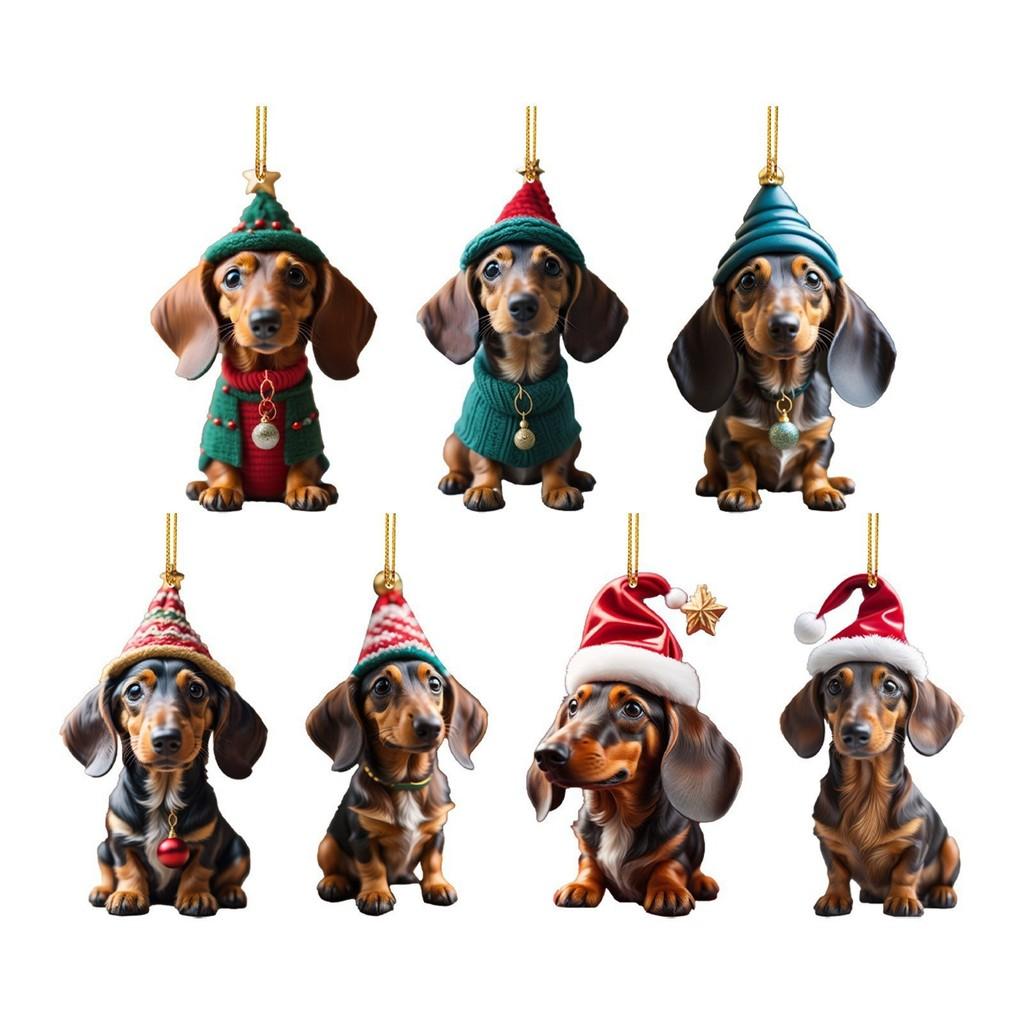 Cute Car Dachshund Hanging Decor For Vibrant Christmas Tree And Home Decoration