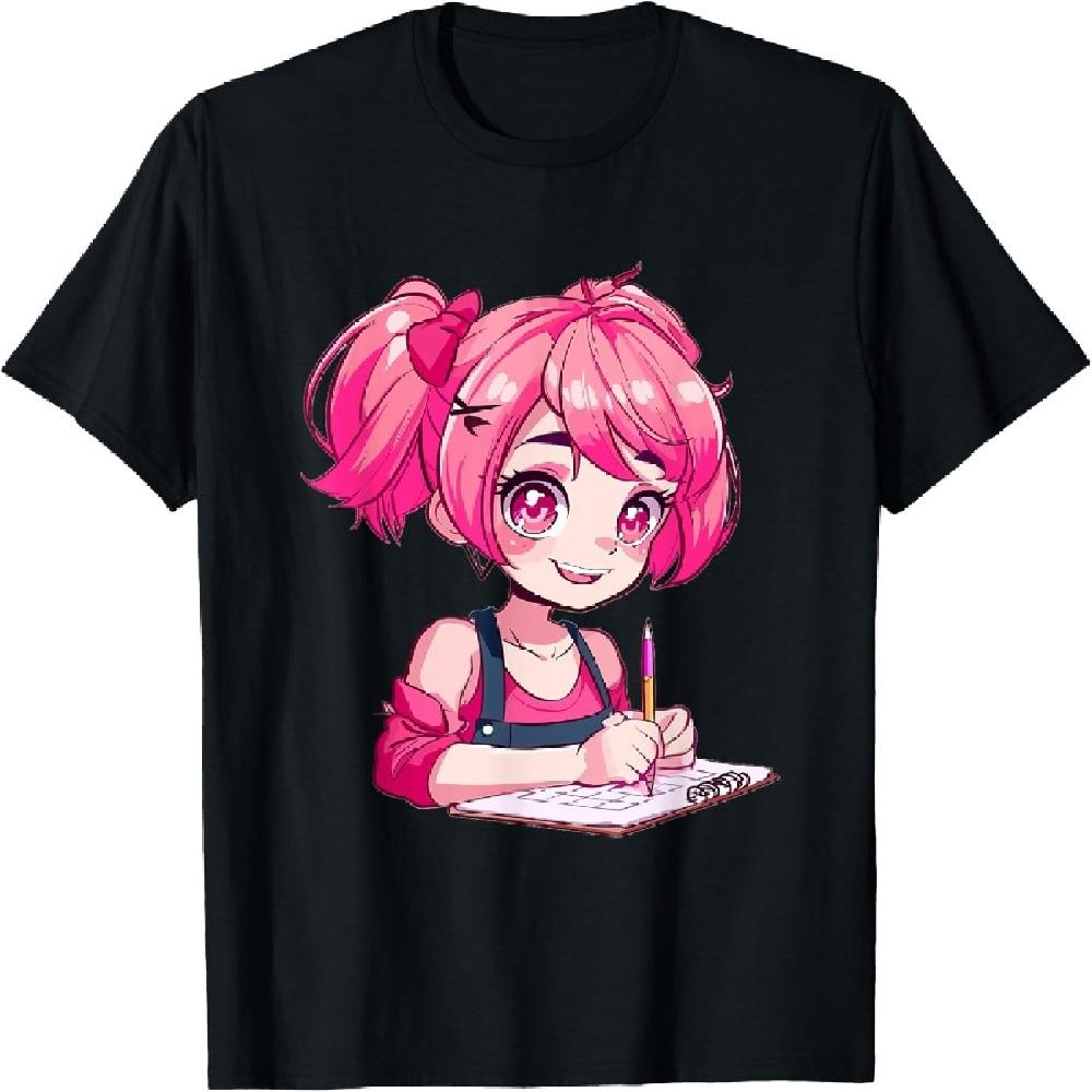 Аниме и Скетчинг Аниме Девушка Скетчинг Отаку Графическая Футболка1 S