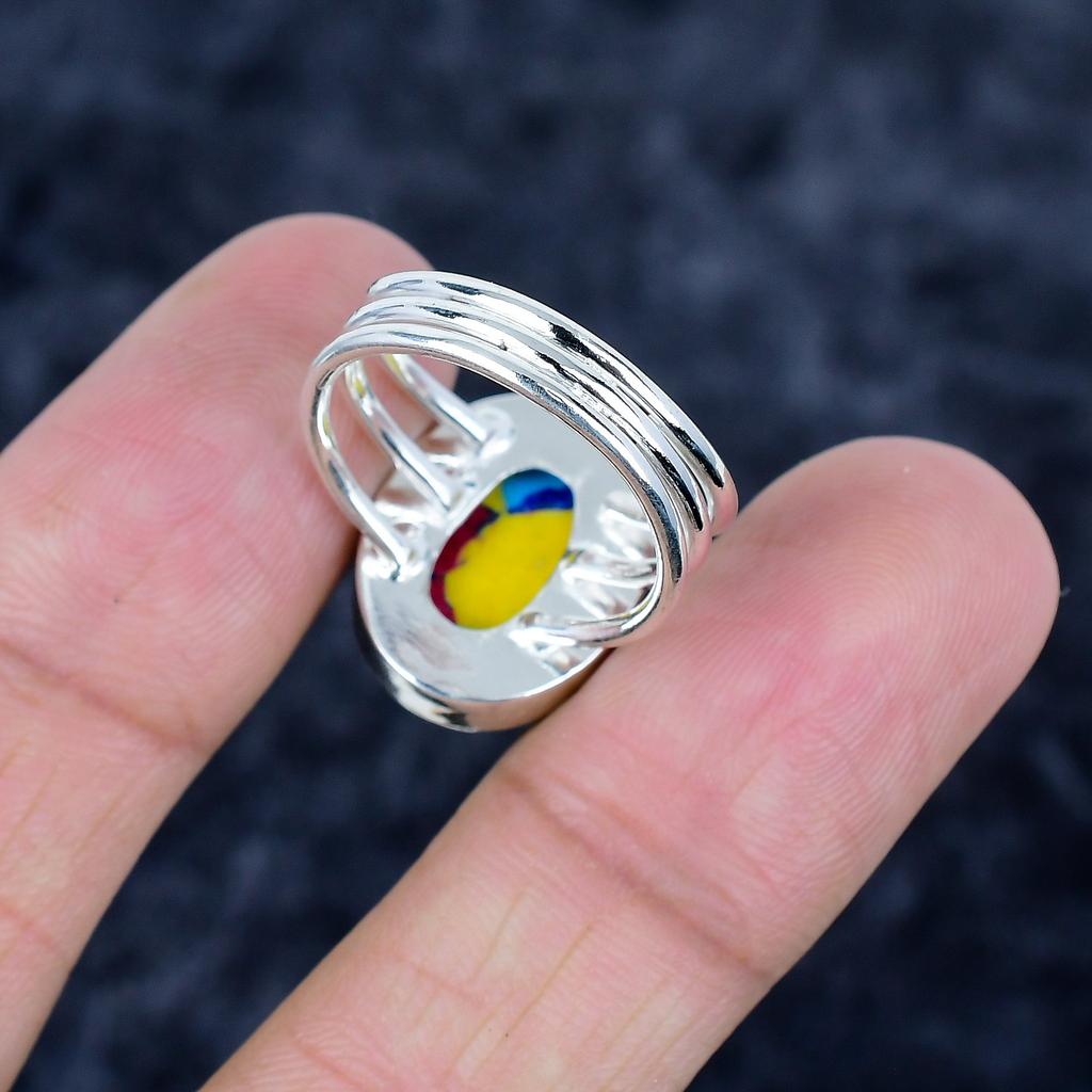 Mosaic Jasper Gemstone Handmade 925 Sterling Silver Jewelry Ring Size 9 MM-3417