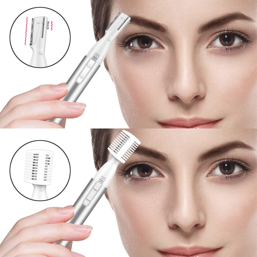 Funstant Eyebrow Eyebrow Facial Shaver for Electric Shaver for Facial Hair Adjustable Length with Eyebrow Replacement Battery Japanese Instruction