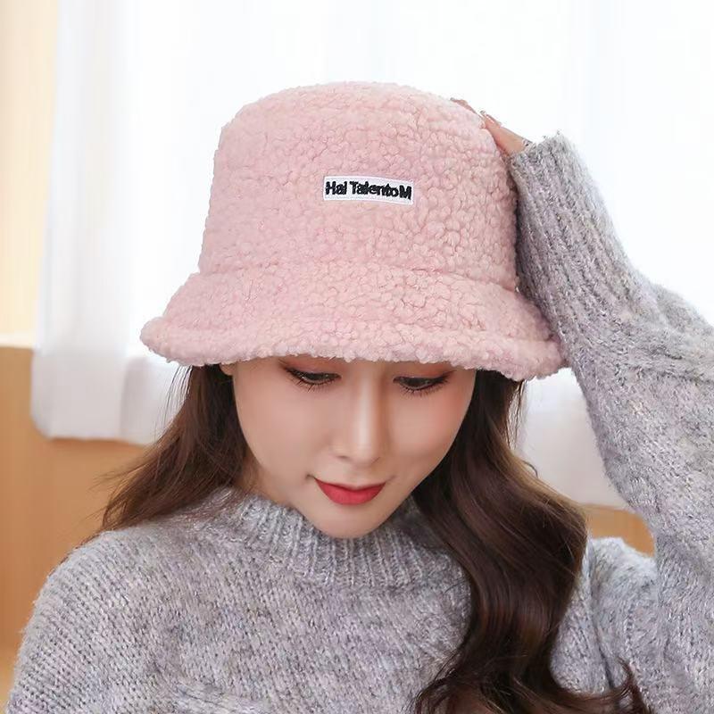 1PC Women's Winter Warm Lamb Fisherman Hat Outdoor Letter Basin Hat Suitable for Weddings Outdoor Activities